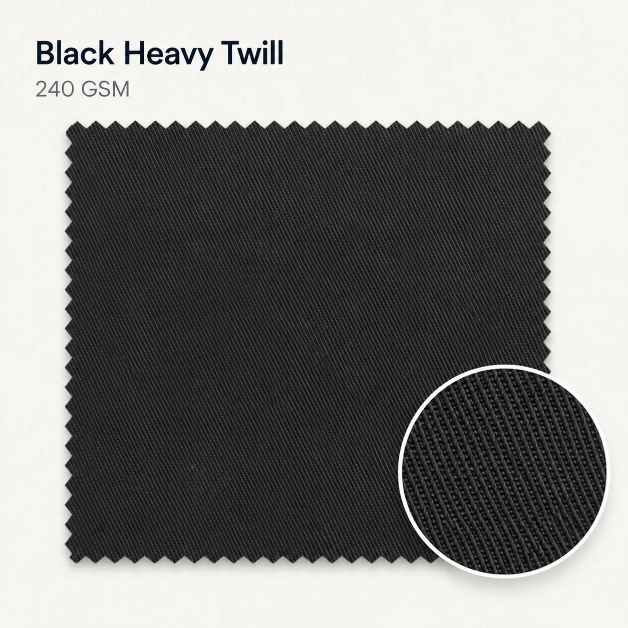 Black Heavy Twill — 240 GSM uniform fabric swatch by KBwear