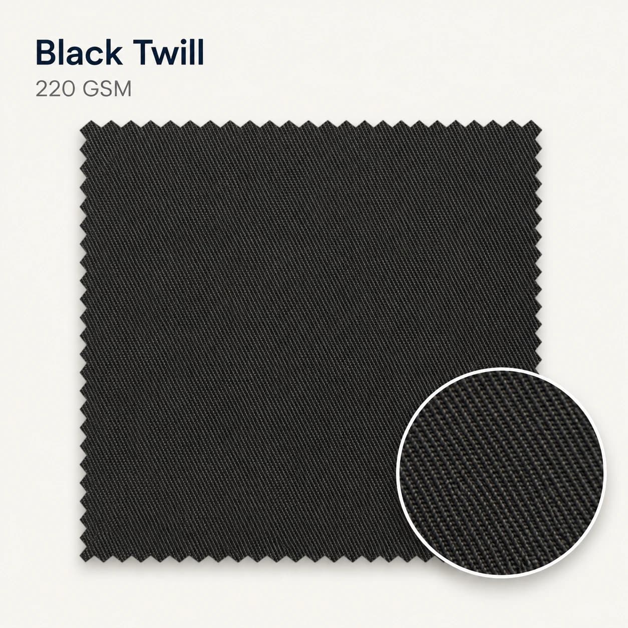 Black Twill — 220 GSM uniform fabric swatch by KBwear