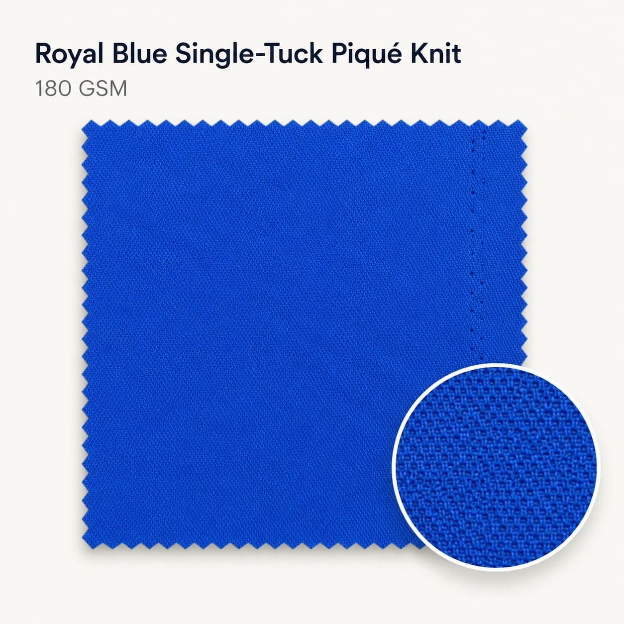 Royal Blue Single-Tuck Piqué Knit — 180 GSM uniform fabric swatch by KBwear