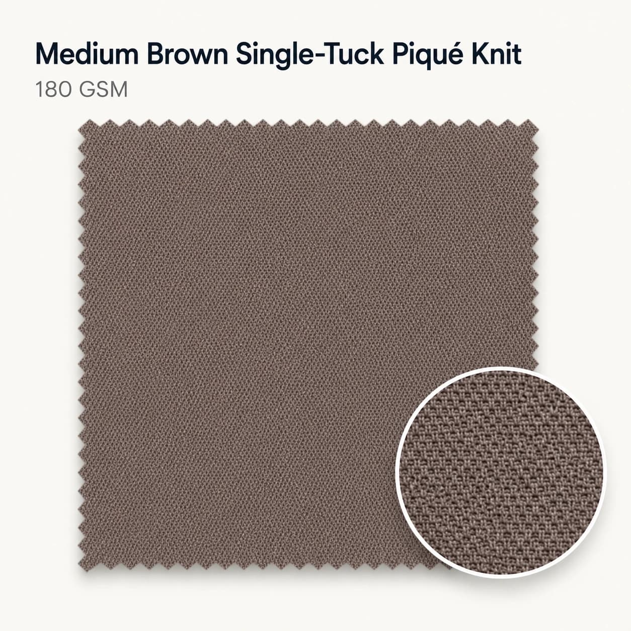 Medium Brown Single-Tuck Piqué Knit — 180 GSM uniform fabric swatch by KBwear