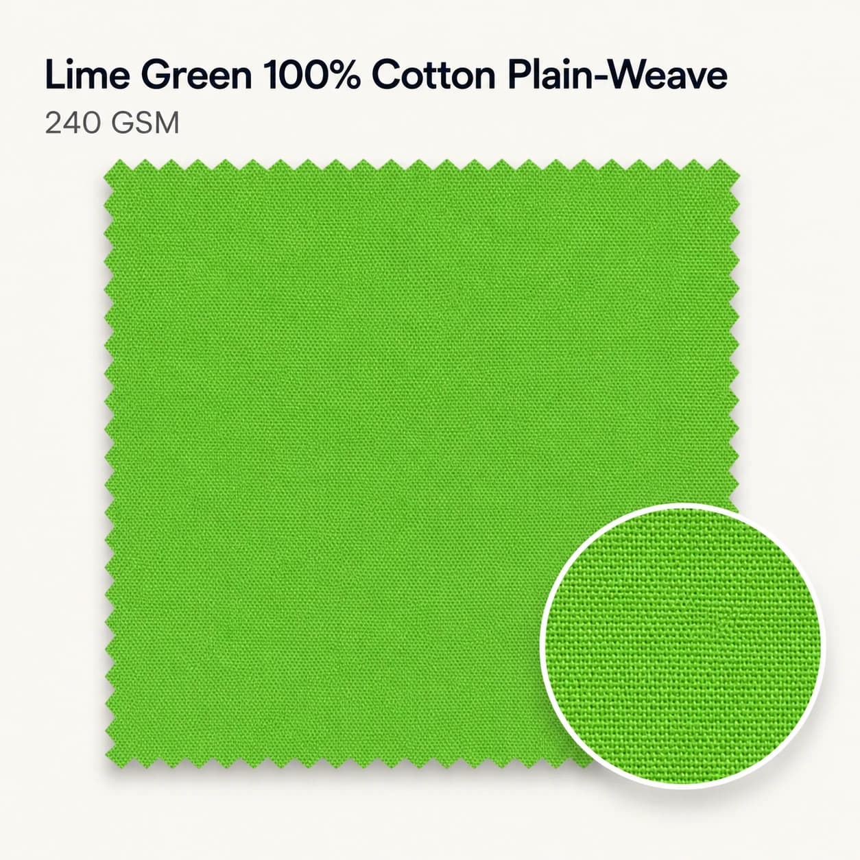 Lime Green 100% Cotton Plain-Weave — 240 GSM uniform fabric swatch by KBwear