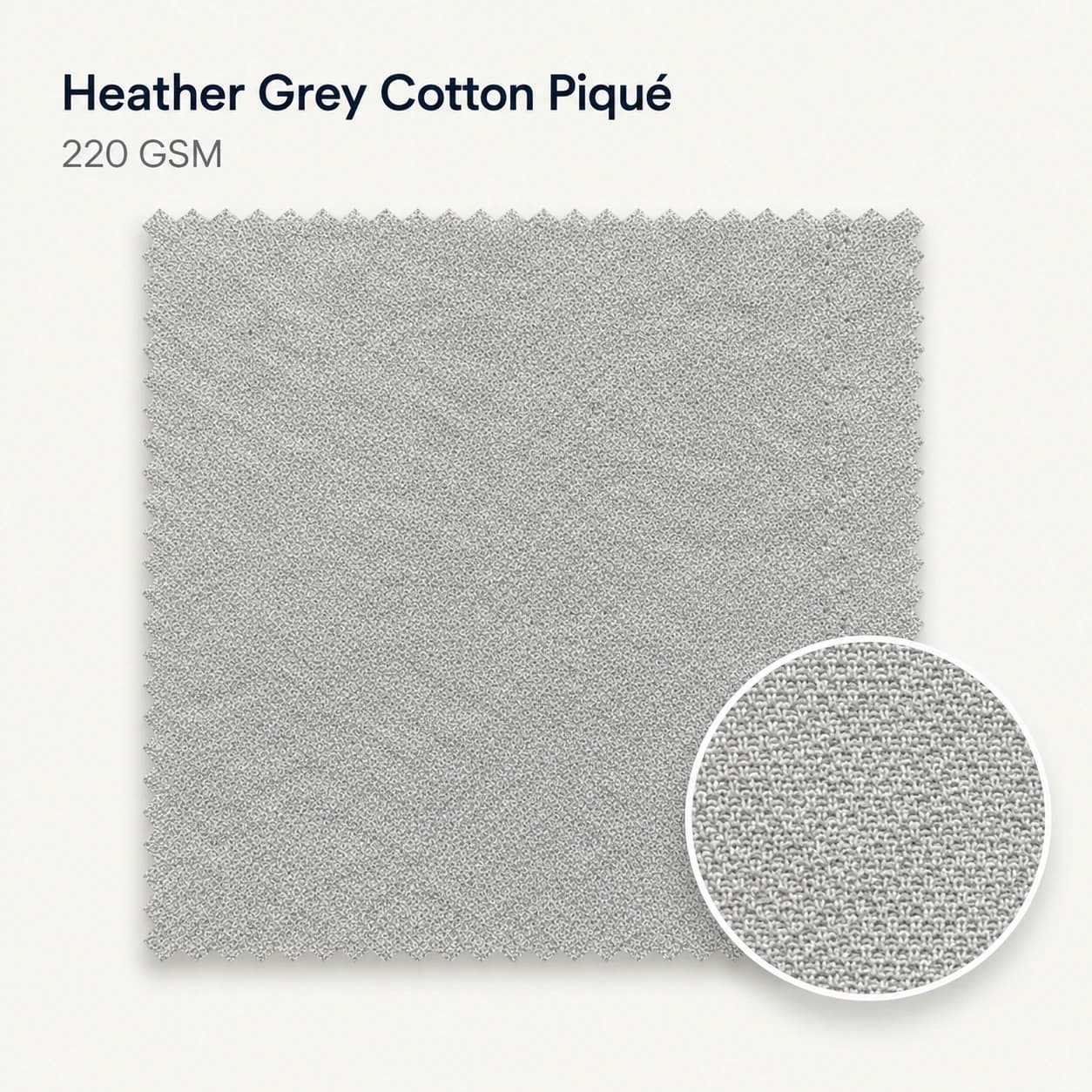 Heather Grey Cotton Piqué — 220 GSM uniform fabric swatch by KBwear