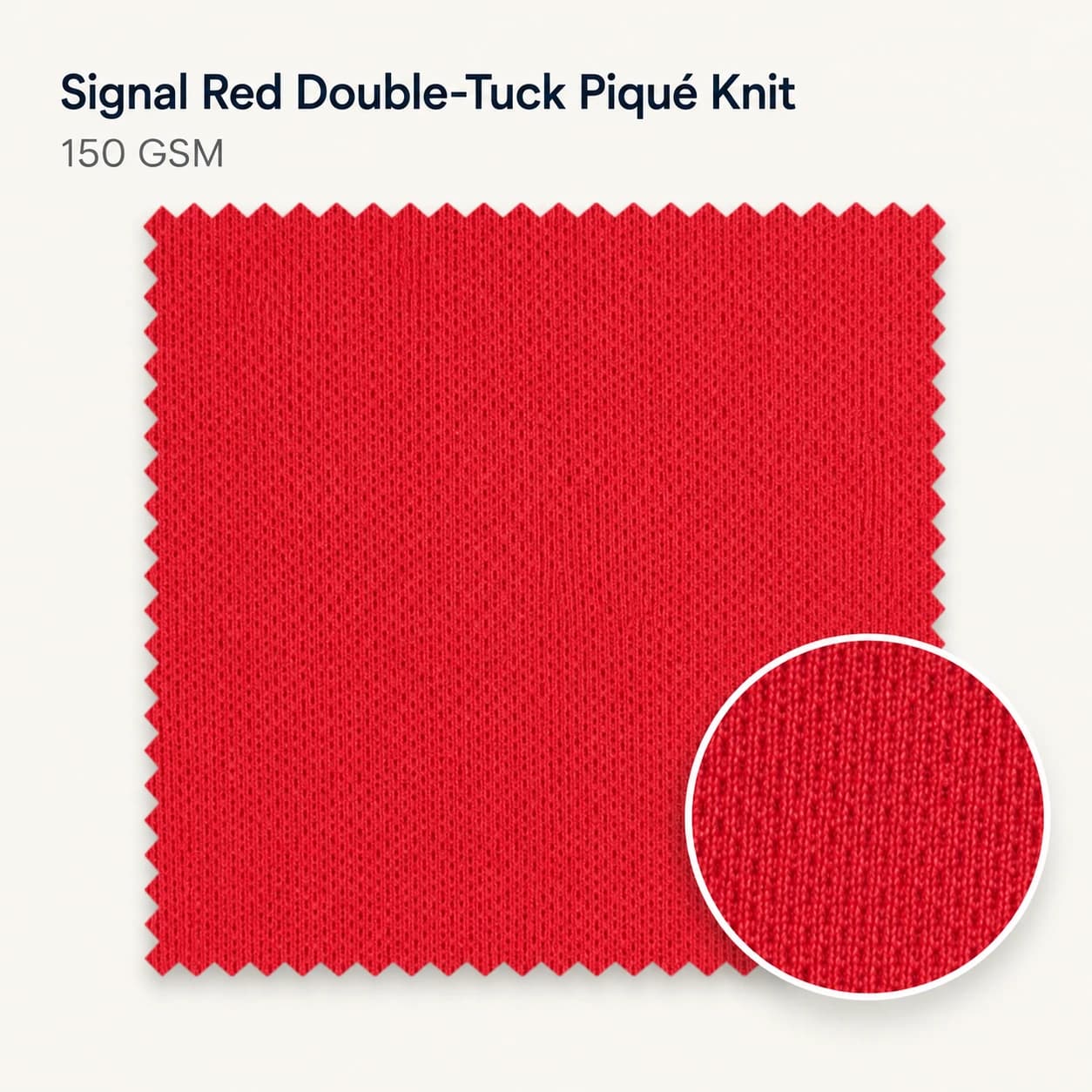 Signal Red Double-Tuck Piqué Knit — 150 GSM uniform fabric swatch by KBwear