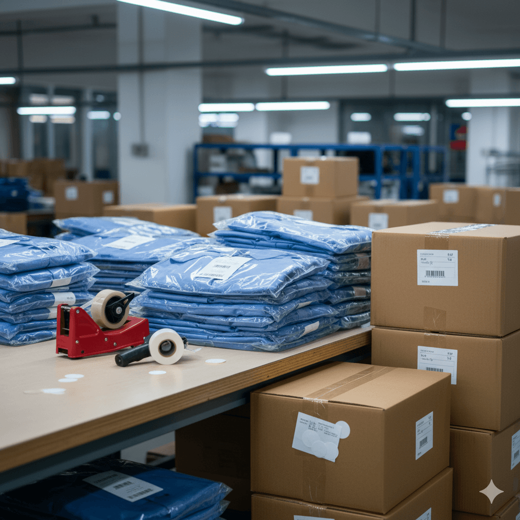 Finishing and pressing station at KBwear