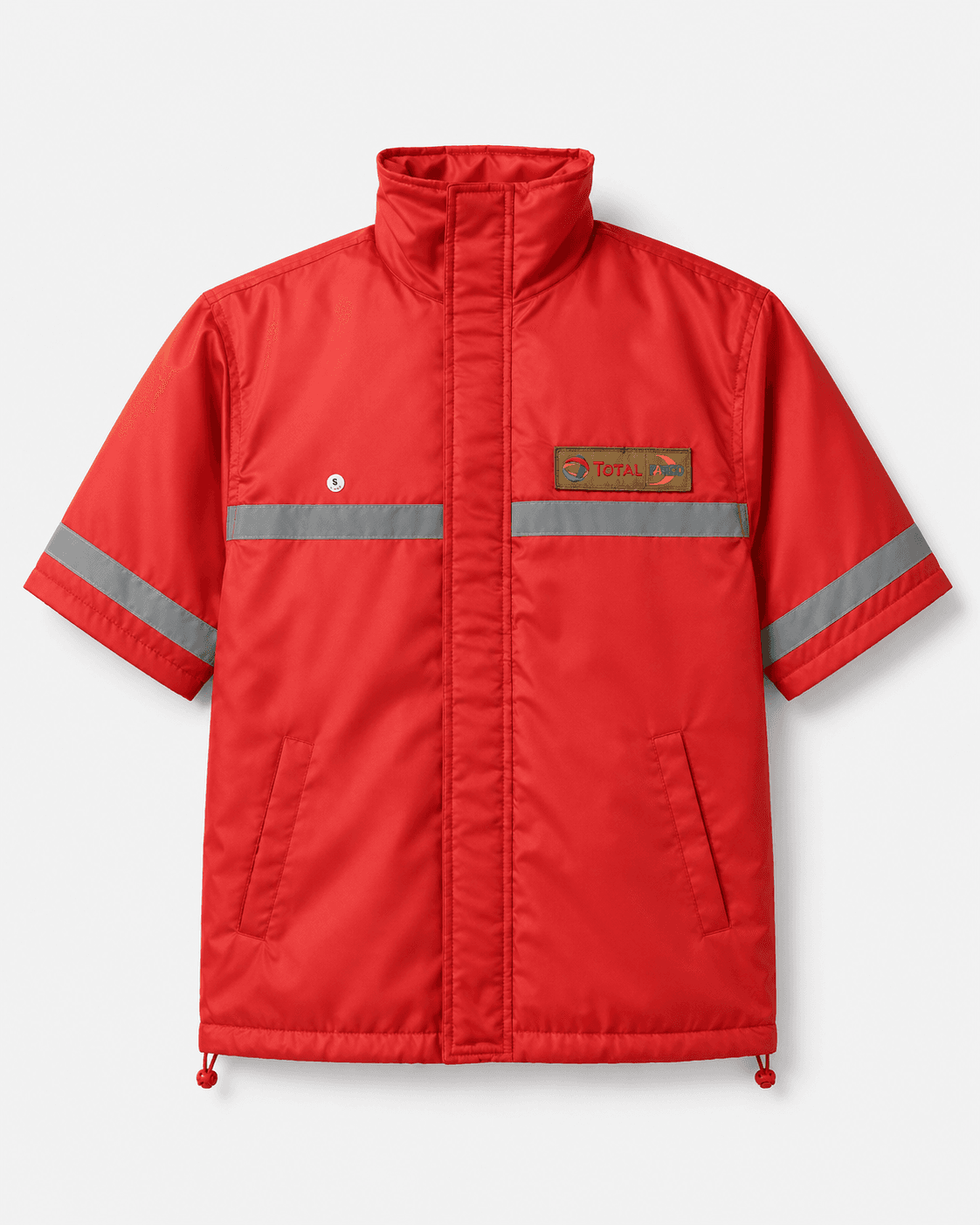 TOTAL PARCO forecourt attendant padded jacket with reflective bands, front, by KBwear