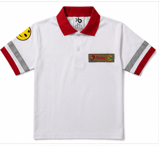 TOTAL PARCO Station Manager white polo shirt, front, by KBwear