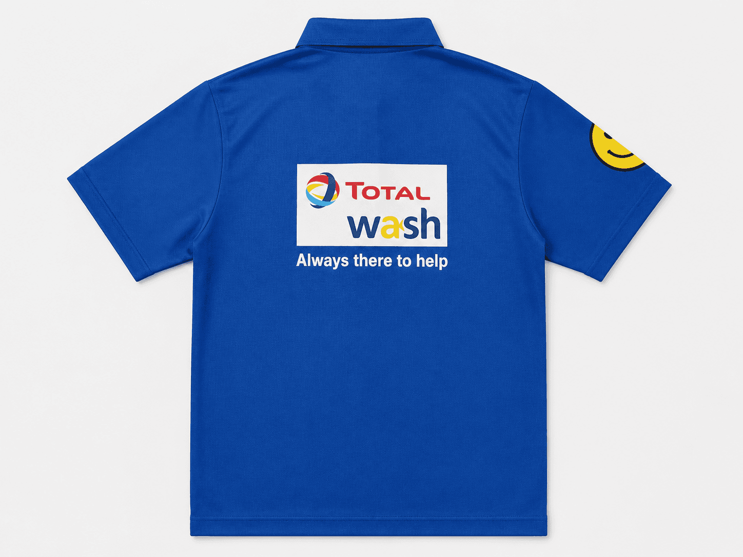 TOTAL Wash car-wash attendant polo shirt back print 'Always there to help' by KBwear