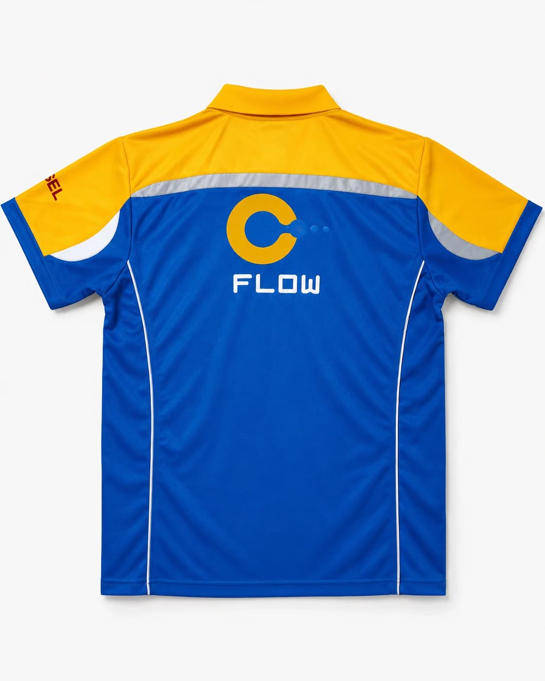 FLOW Petroleum forecourt polo shirt, back view, manufactured by KBwear