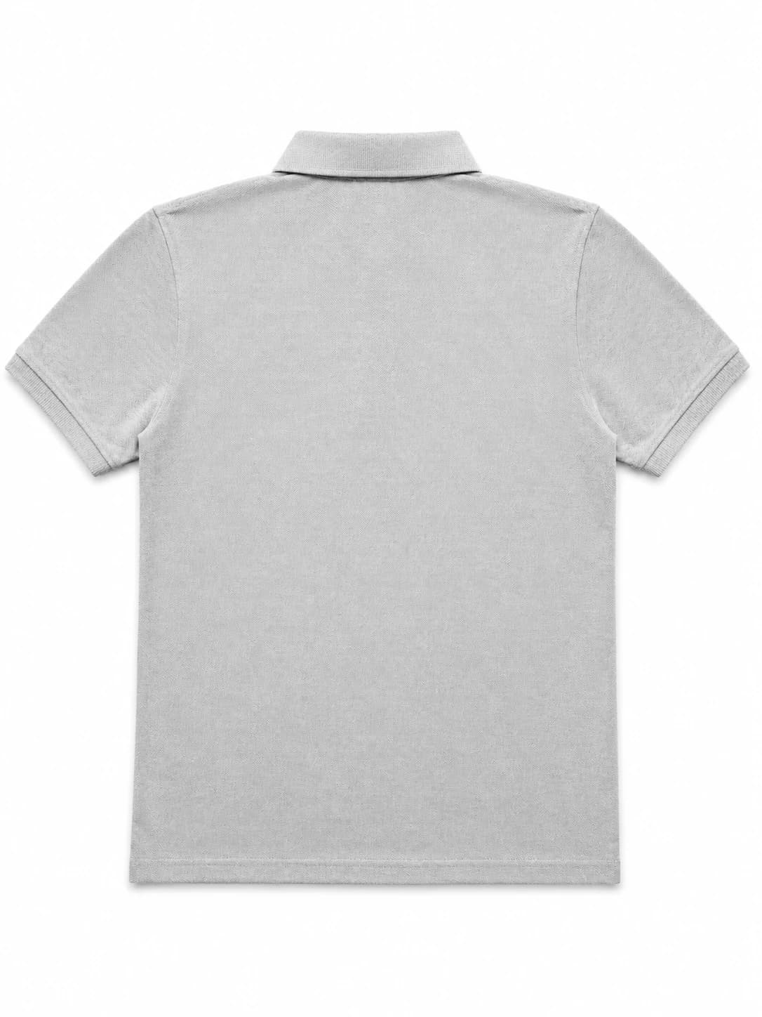 Grey short-sleeve piqué polo shirt, back, manufactured by KBwear