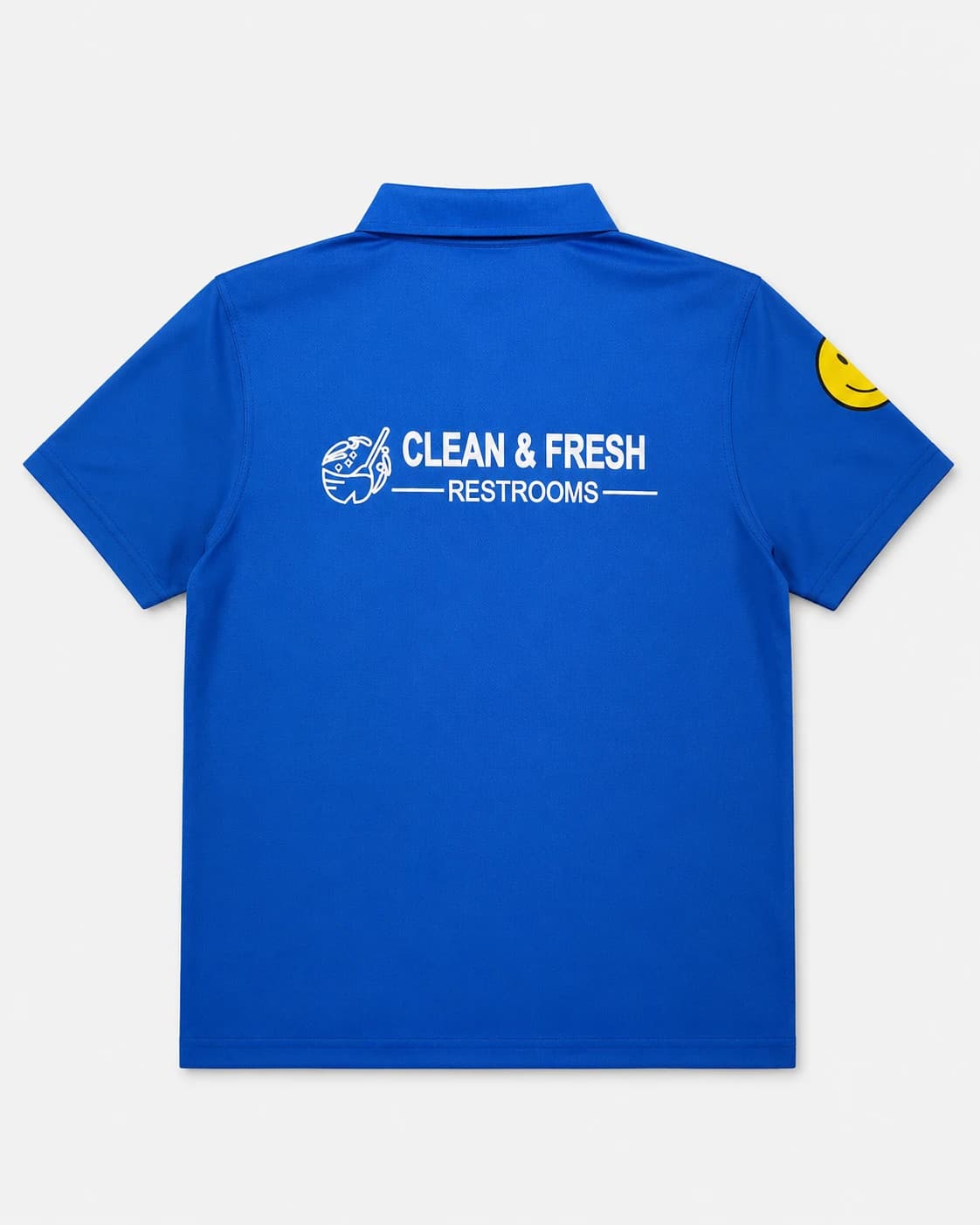TOTAL PARCO Clean & Fresh restroom attendant polo shirt, back print, by KBwear