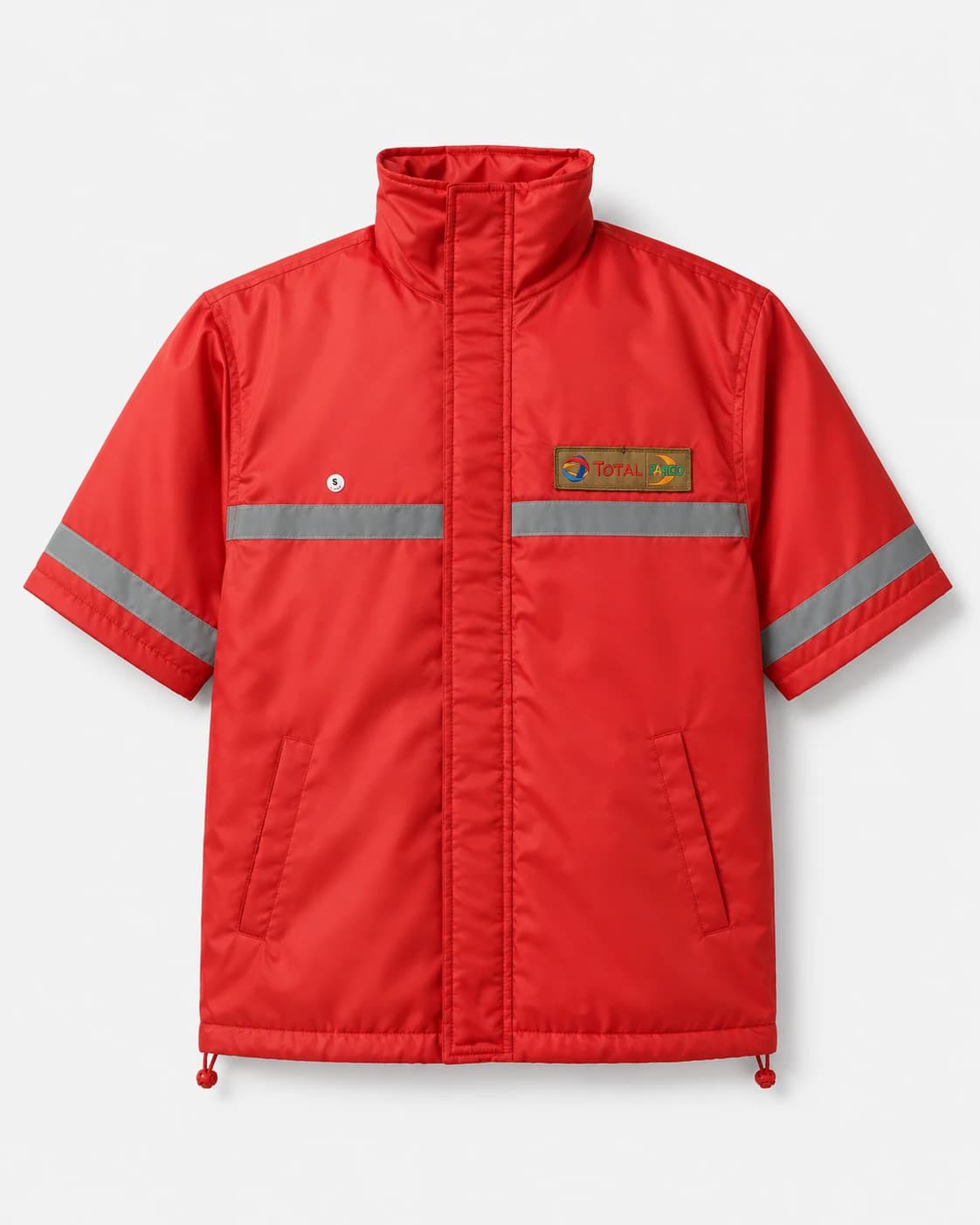 TOTAL PARCO forecourt attendant padded jacket with reflective bands, front, by KBwear