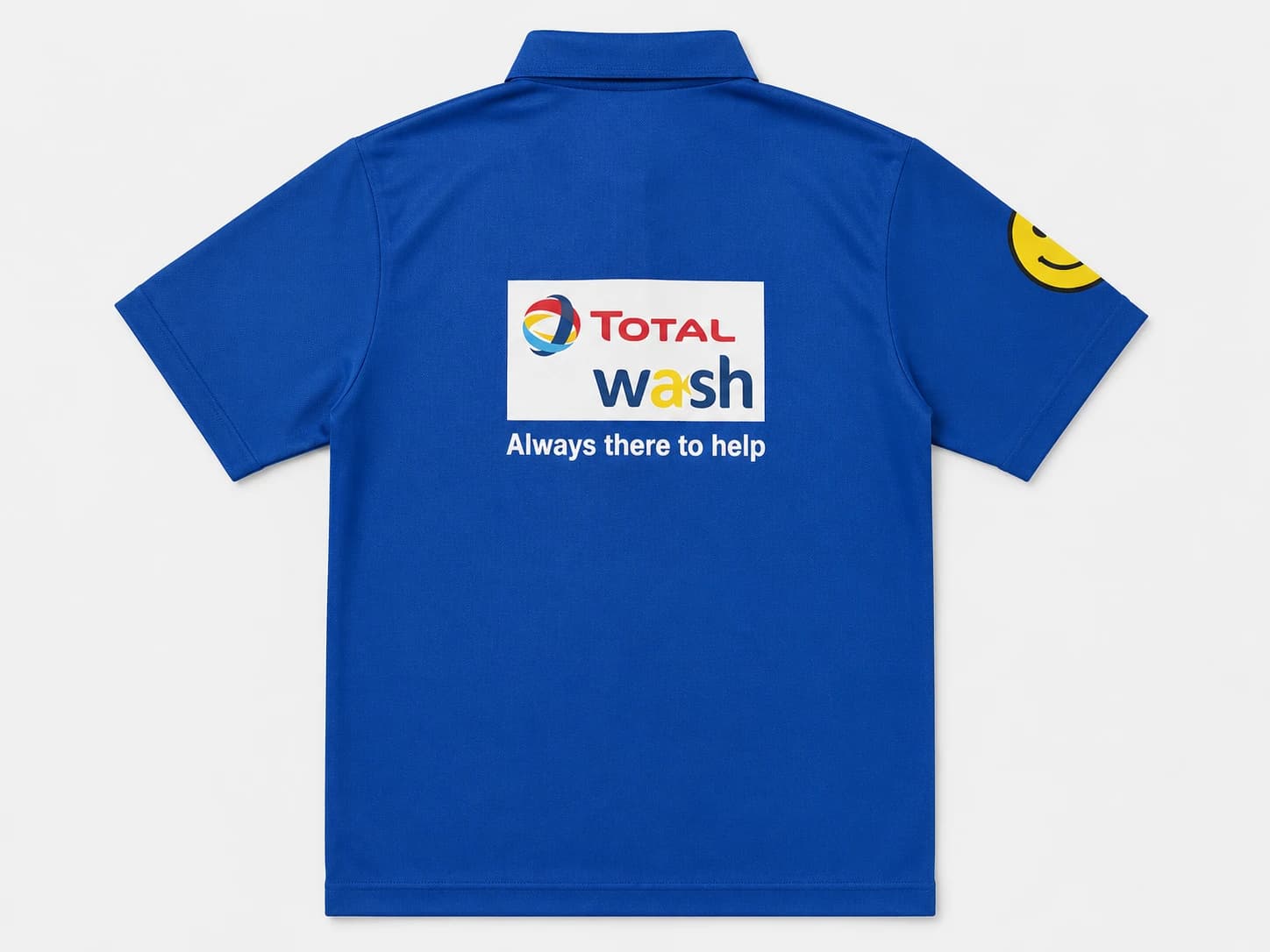 TOTAL Wash car-wash attendant polo shirt back print 'Always there to help' by KBwear